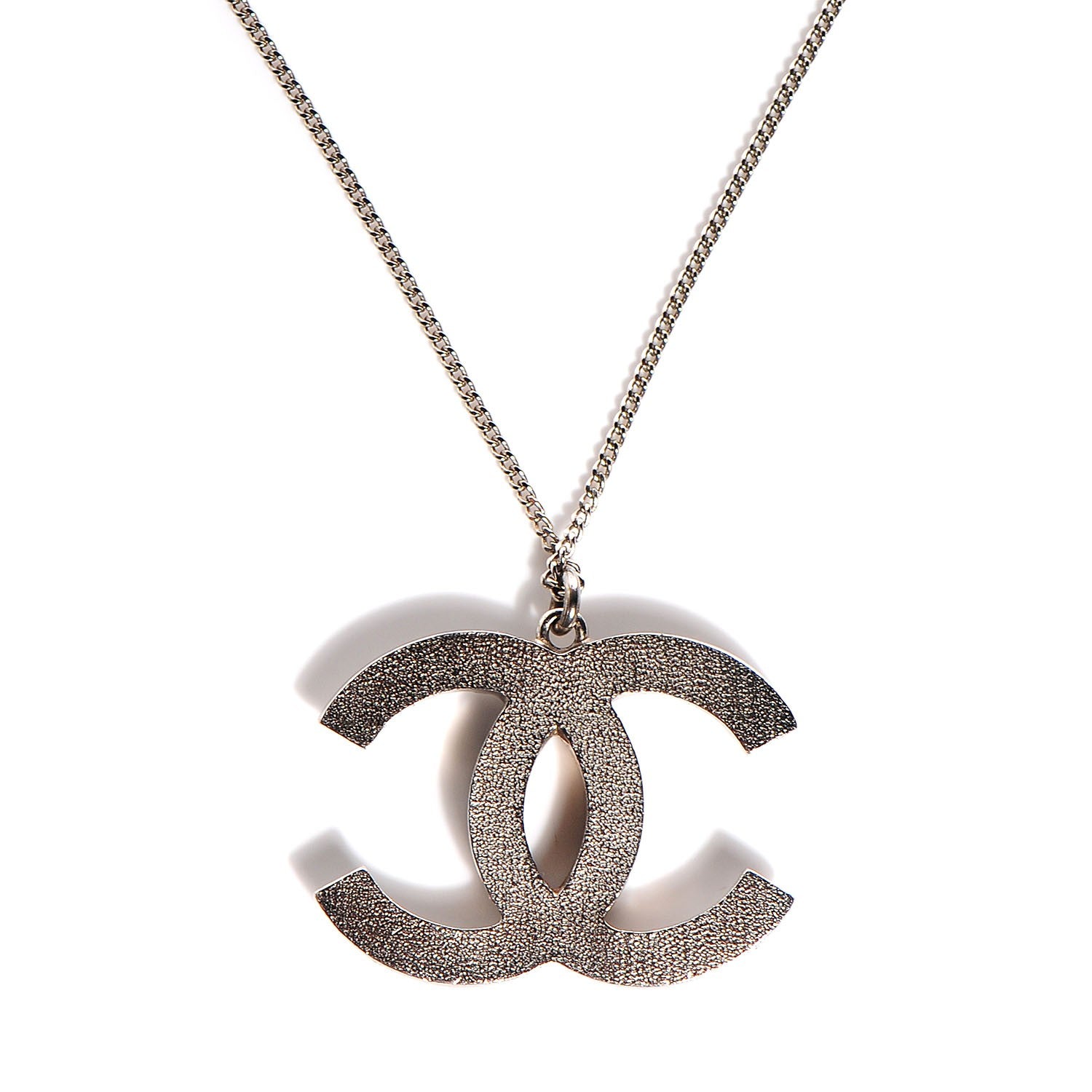 Chanel Quilted CC Pendant Necklace Silver 3 of 5