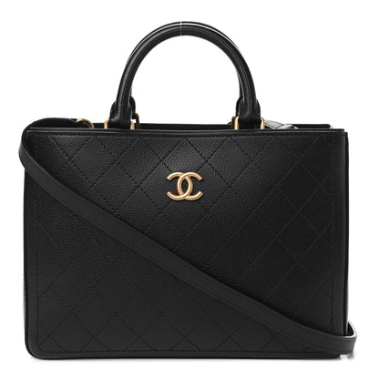 Chanel Bullskin Stitched Bi-Color Medium Shopping Tote Black 1 of 13