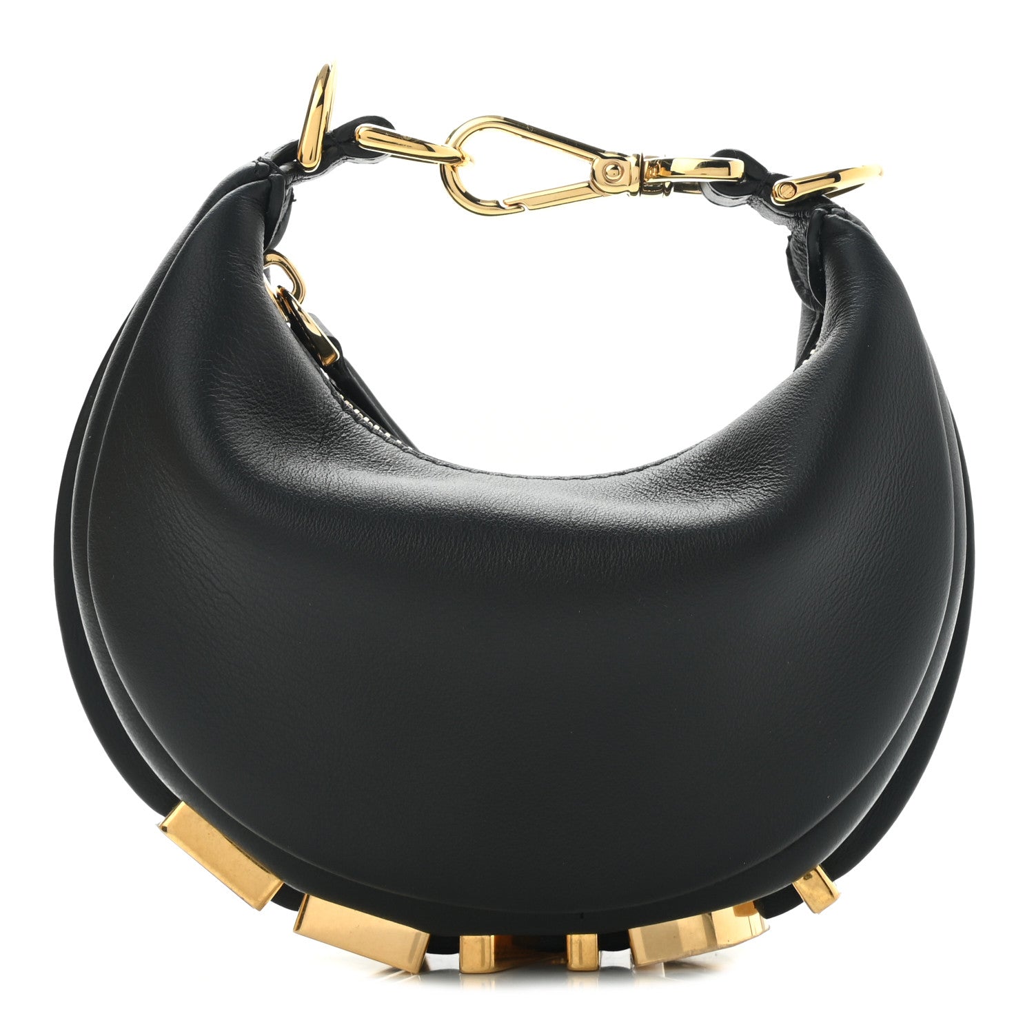 Fendi Vitello Grace Matte Nano Fendigraphy Hobo Charm Black 1 of 9