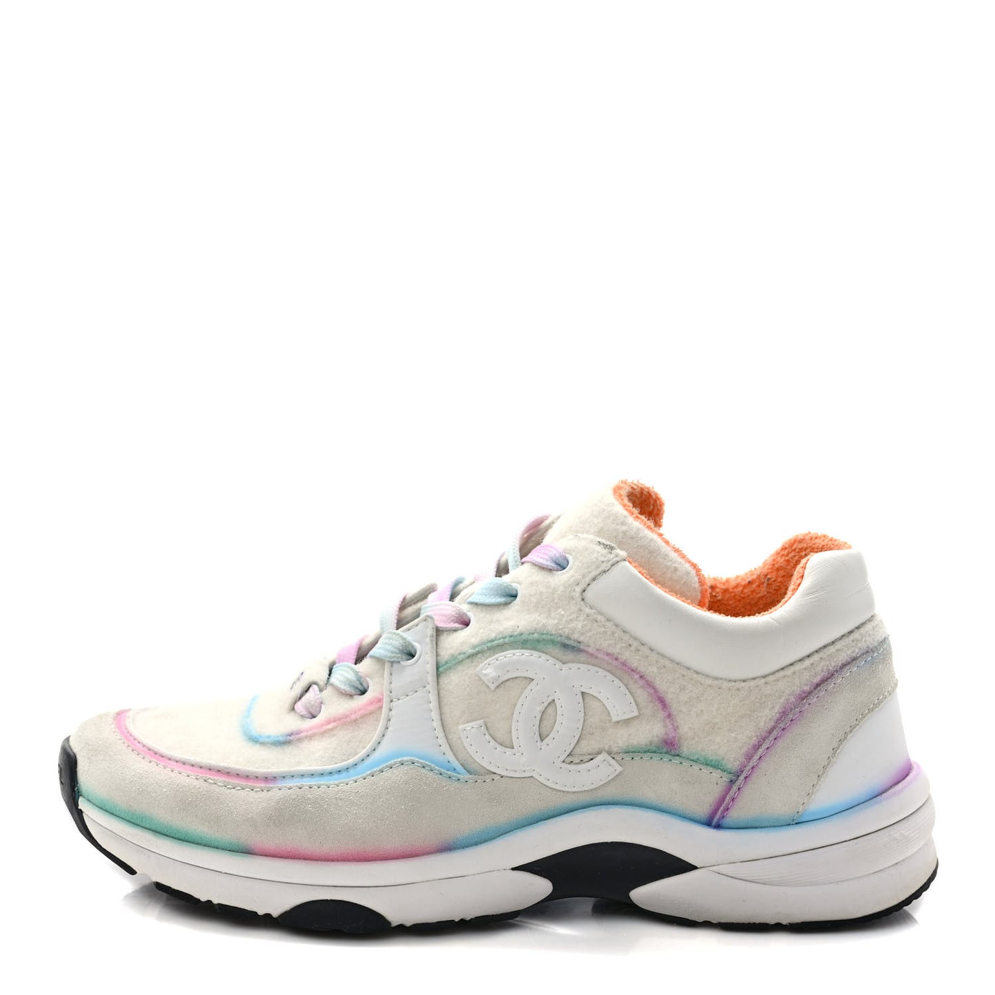 Wool Suede Calfskin CC Sneakers 38 Multicolor