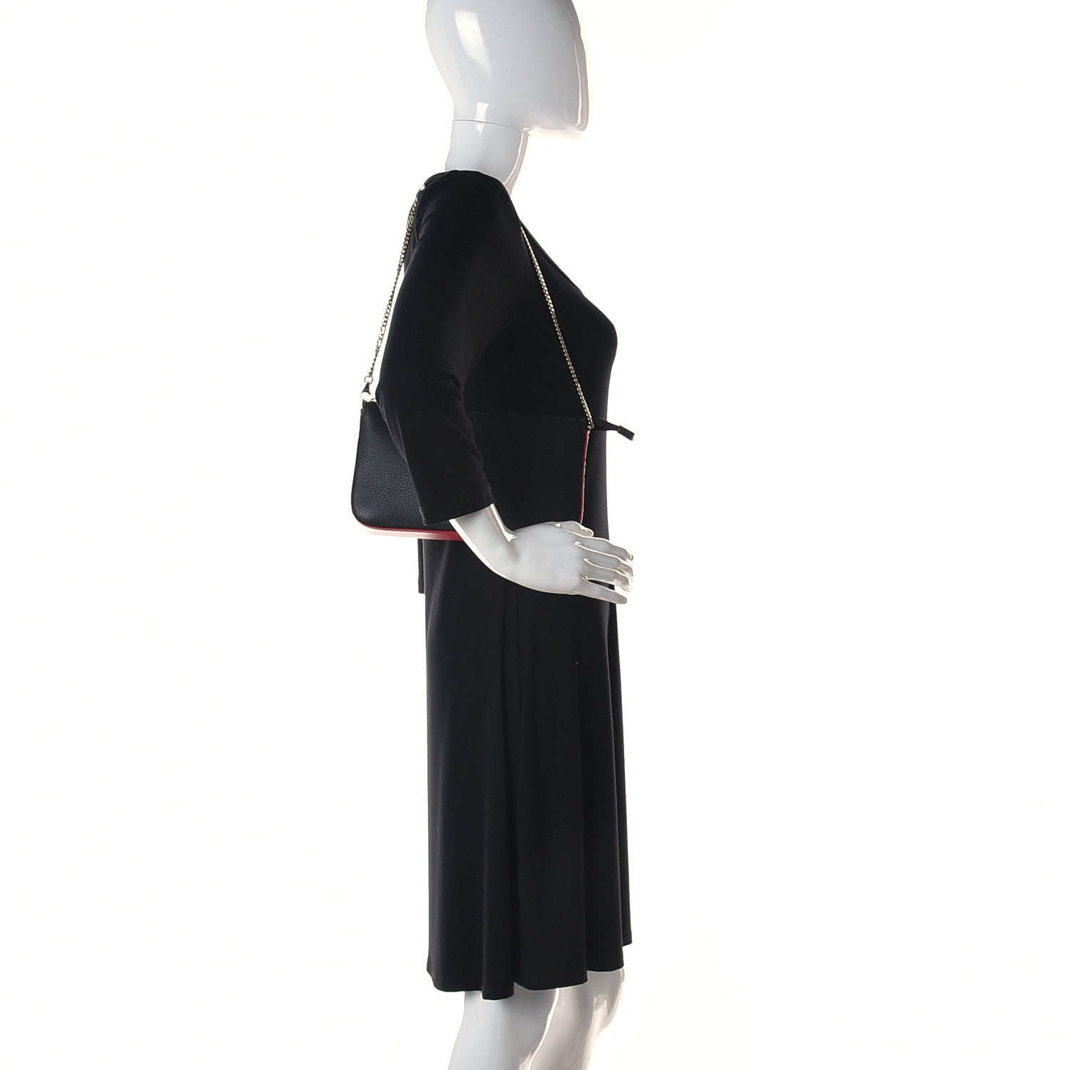 Christian Louboutin Calfskin Loubila Chain Clutch Black 2 of 9