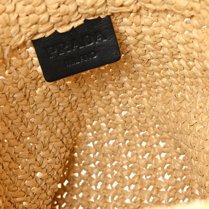 Prada Yarn Raffia Effect Crochet Embroidered Logo Tote Naturale 6 of 11