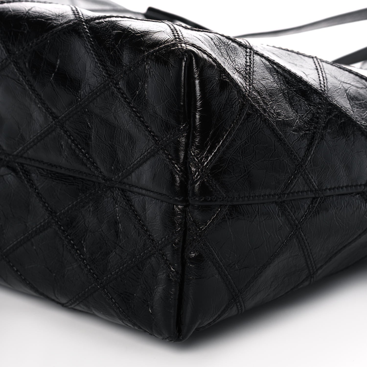 Saint Laurent Crinkled Calfskin Quilted East West Shopping Tote Black 9 of 11