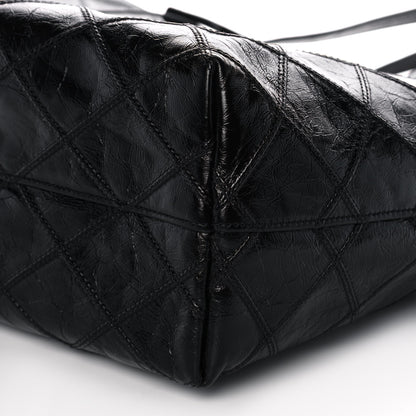 Saint Laurent Crinkled Calfskin Quilted East West Shopping Tote Black 9 of 11
