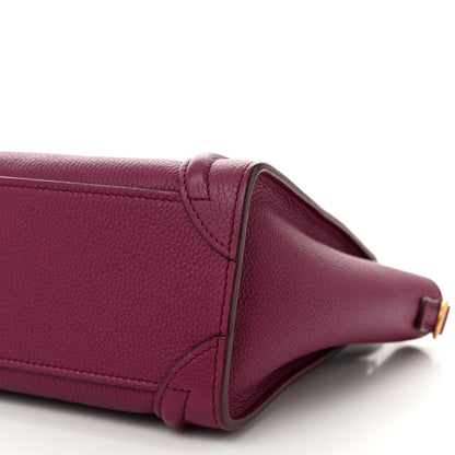 Celine Drummed Calfskin Nano Luggage Plum 9 of 12