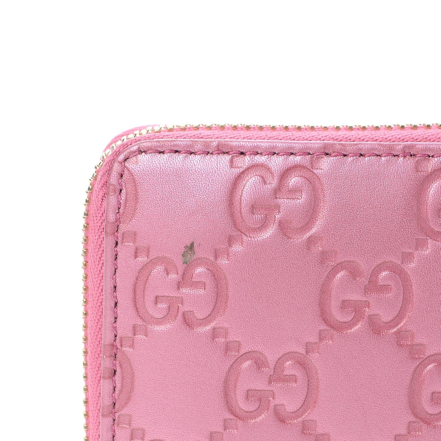Gucci Metallic Soft Guccissima Heart Zip Around Wallet Fresia Rose 9 of 10