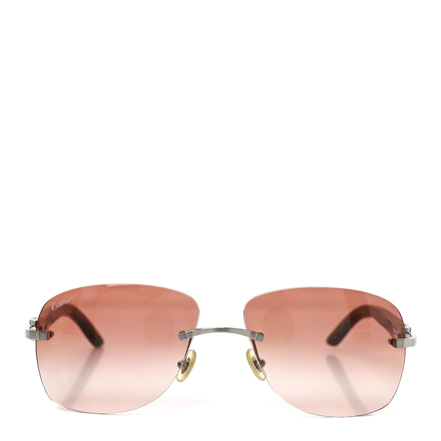 Cartier Metal Rimless C Decor Sunglasses Silver Brown 2 of 7