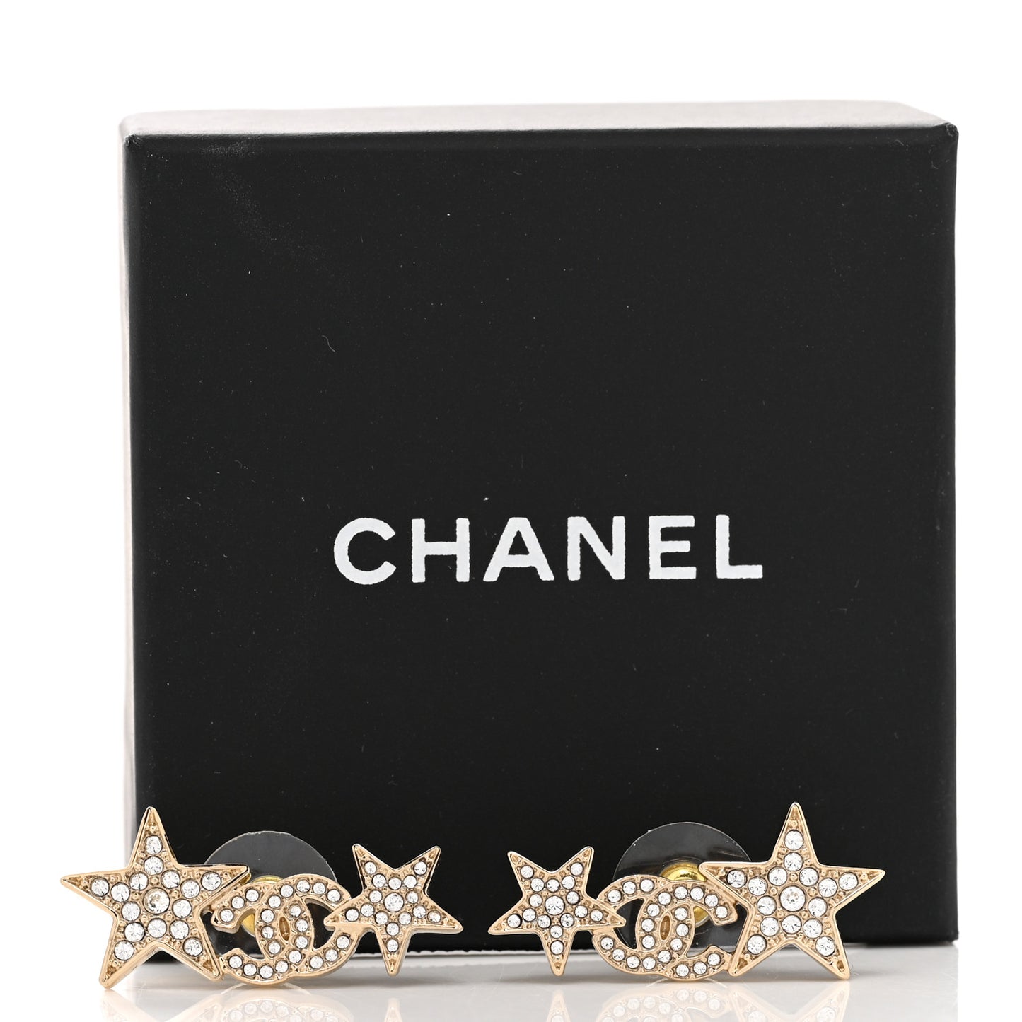 Crystal Star CC Earrings Gold