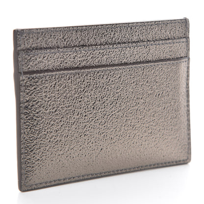 Saint Laurent Metallic Grained Calfskin Monogram Credit Card Case Gris 3 of 7
