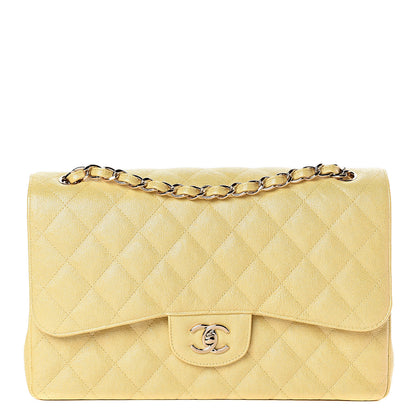 Chanel Iridescent Caviar Quilted Jumbo Double Flap Jaune Yellow 1 of 12