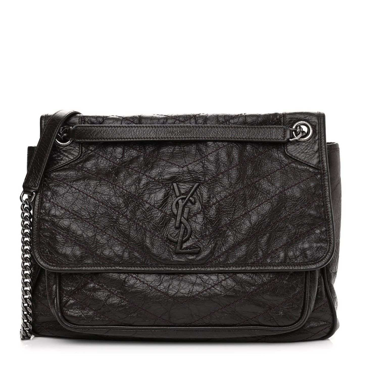 Crinkled Calfskin Matelasse Monogram Large Niki Chain Satchel Tulip