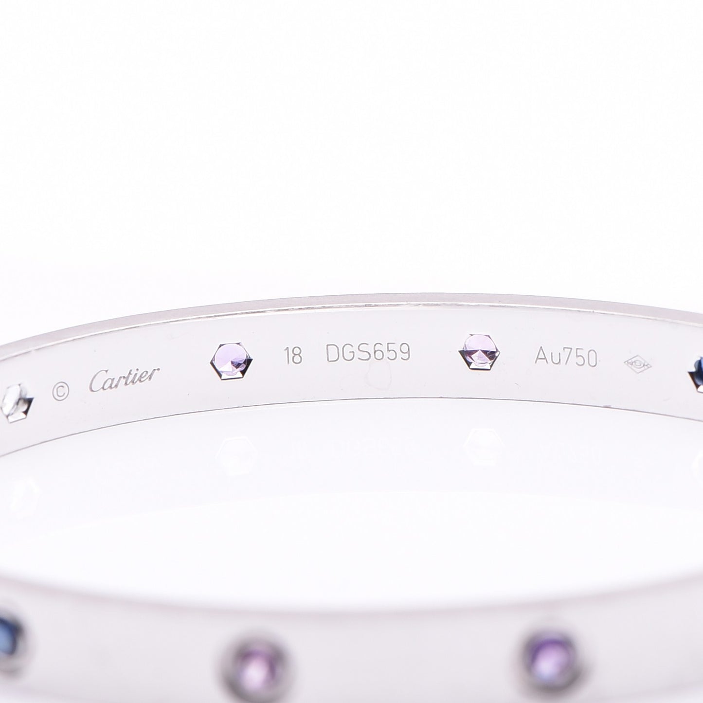 18K White Gold Aquamarine Sapphire Spinel Amethyst LOVE Bracelet 18