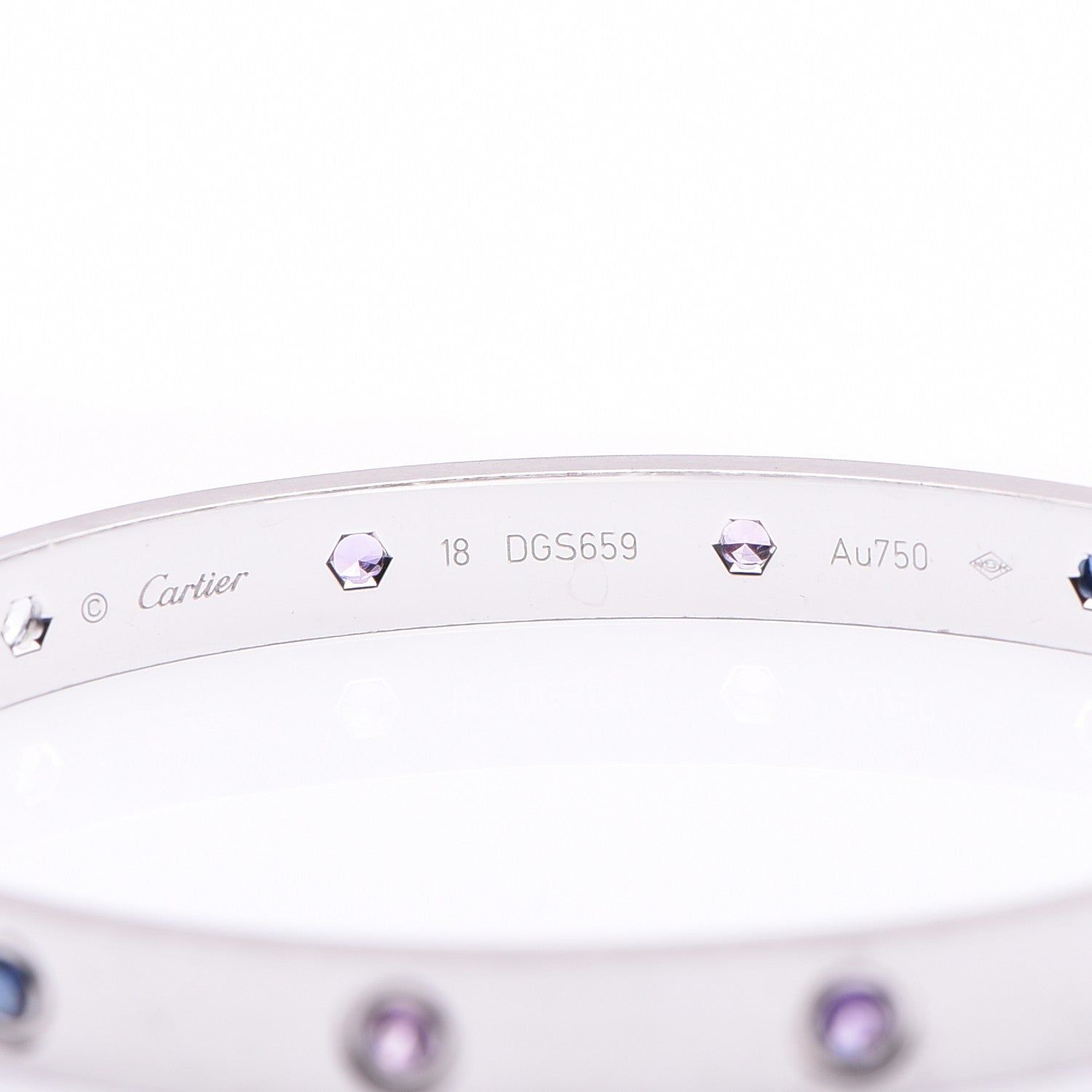 Cartier 18K White Gold Aquamarine Sapphire Spinel Amethyst LOVE Bracelet 18 6 of 7
