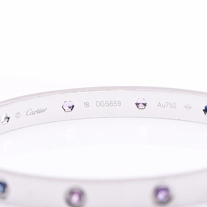 Cartier 18K White Gold Aquamarine Sapphire Spinel Amethyst LOVE Bracelet 18 6 of 7