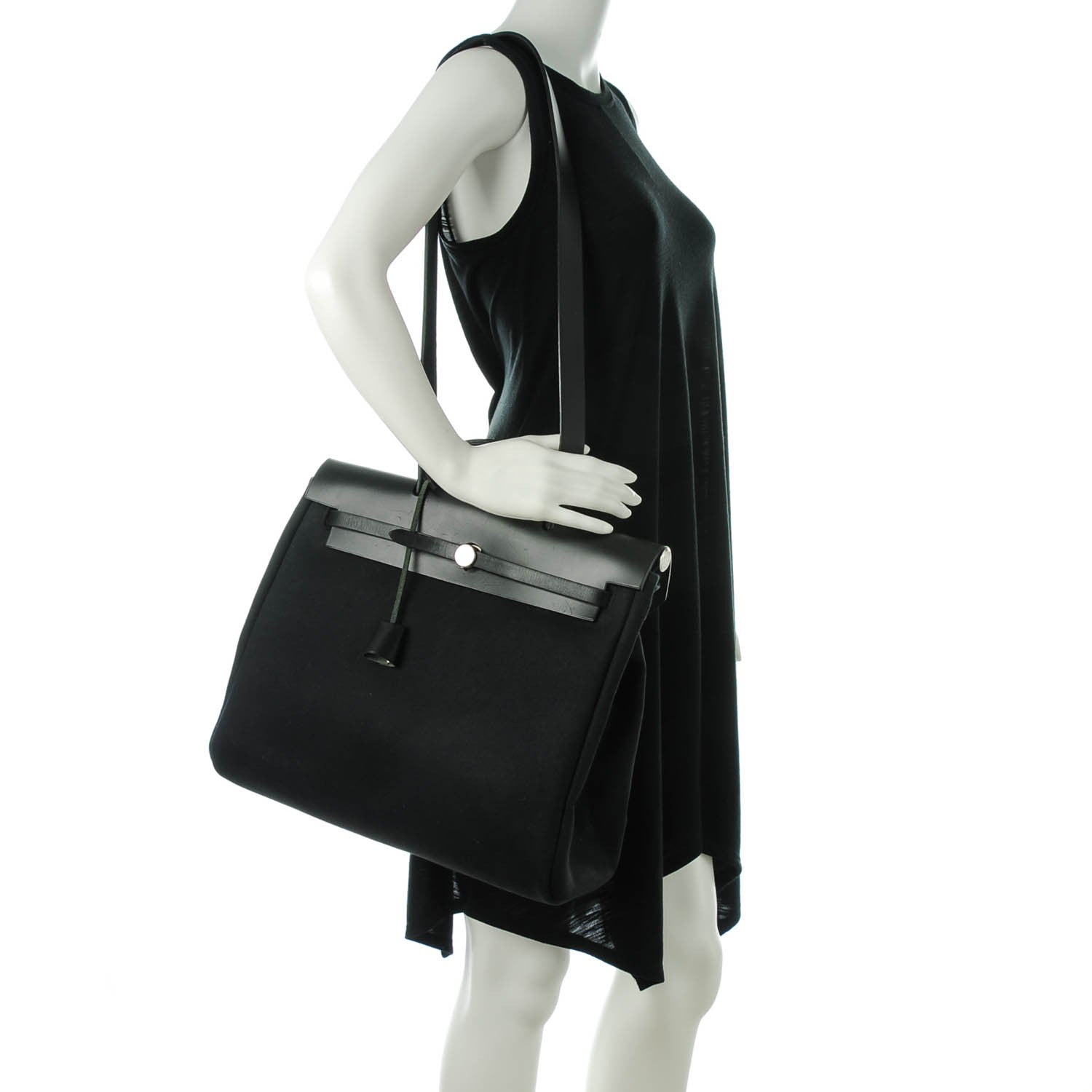 Hermes Toile Vache Calfskin Herbag 39 MM Black 5 of 12