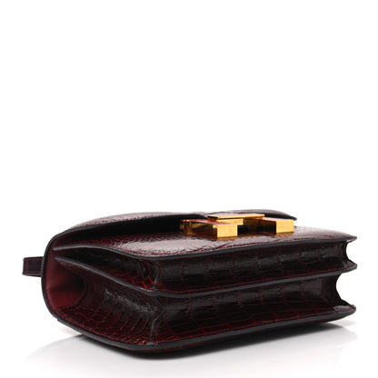 Hermes Shiny Alligator Lizard Marquette Constance 18 Bourgogne Rouge Moyen 4 of 9