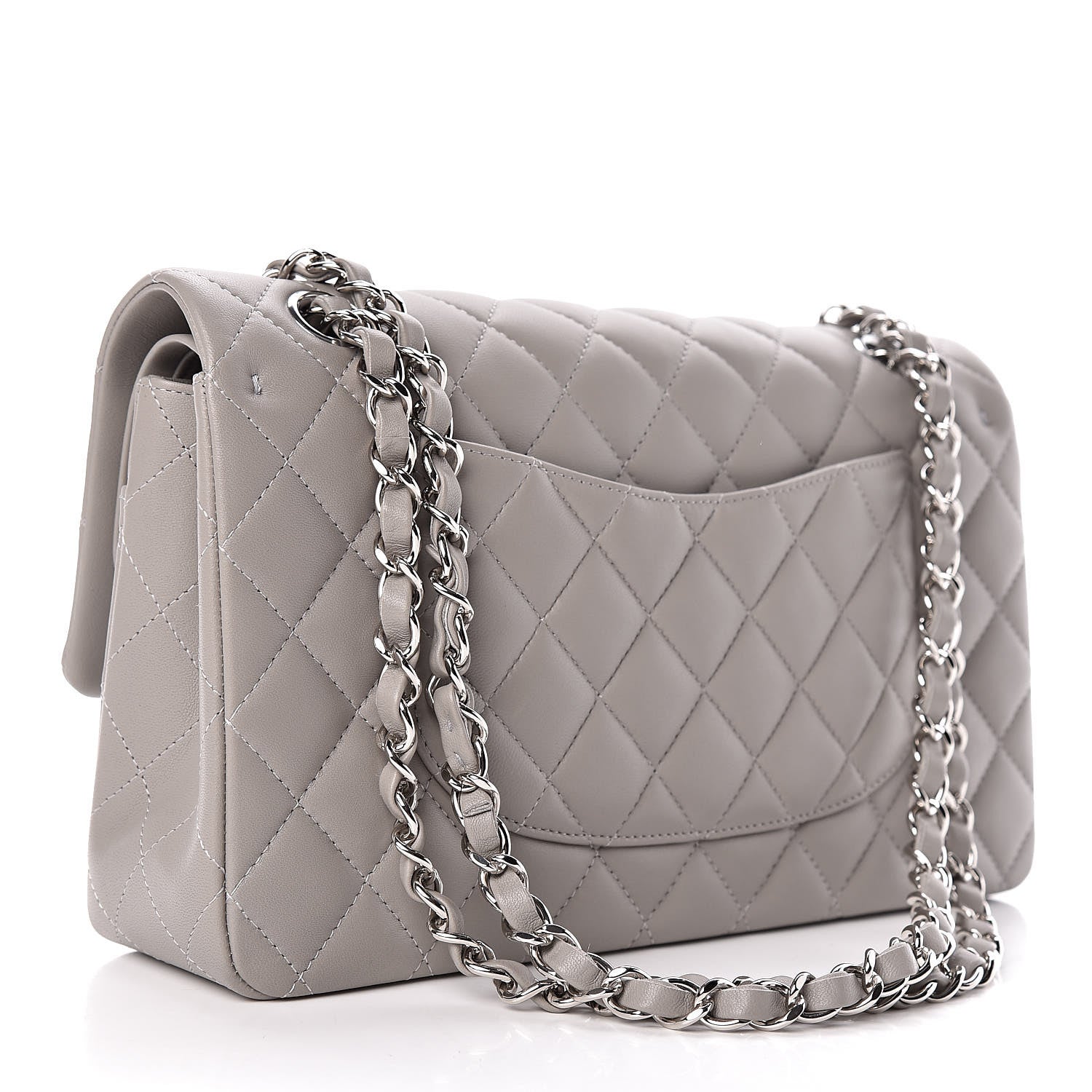 Chanel Lambskin Quilted Medium Double Flap Grey 3 of 11