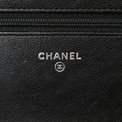 Chanel Crumpled Calfskin Quilted Wallet On Chain WOC So Black 6 of 17