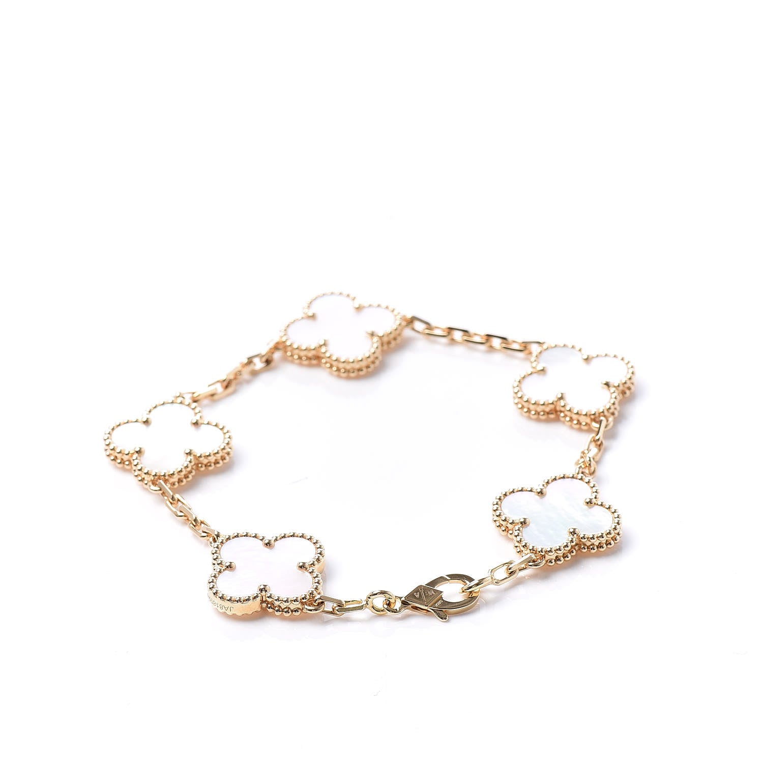 Van Cleef & Arpels 18K Yellow Gold Mother of Pearl 5 Motifs Vintage Alhambra Bracelet 3 of 8