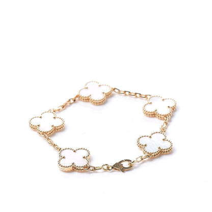 Van Cleef & Arpels 18K Yellow Gold Mother of Pearl 5 Motifs Vintage Alhambra Bracelet 3 of 8