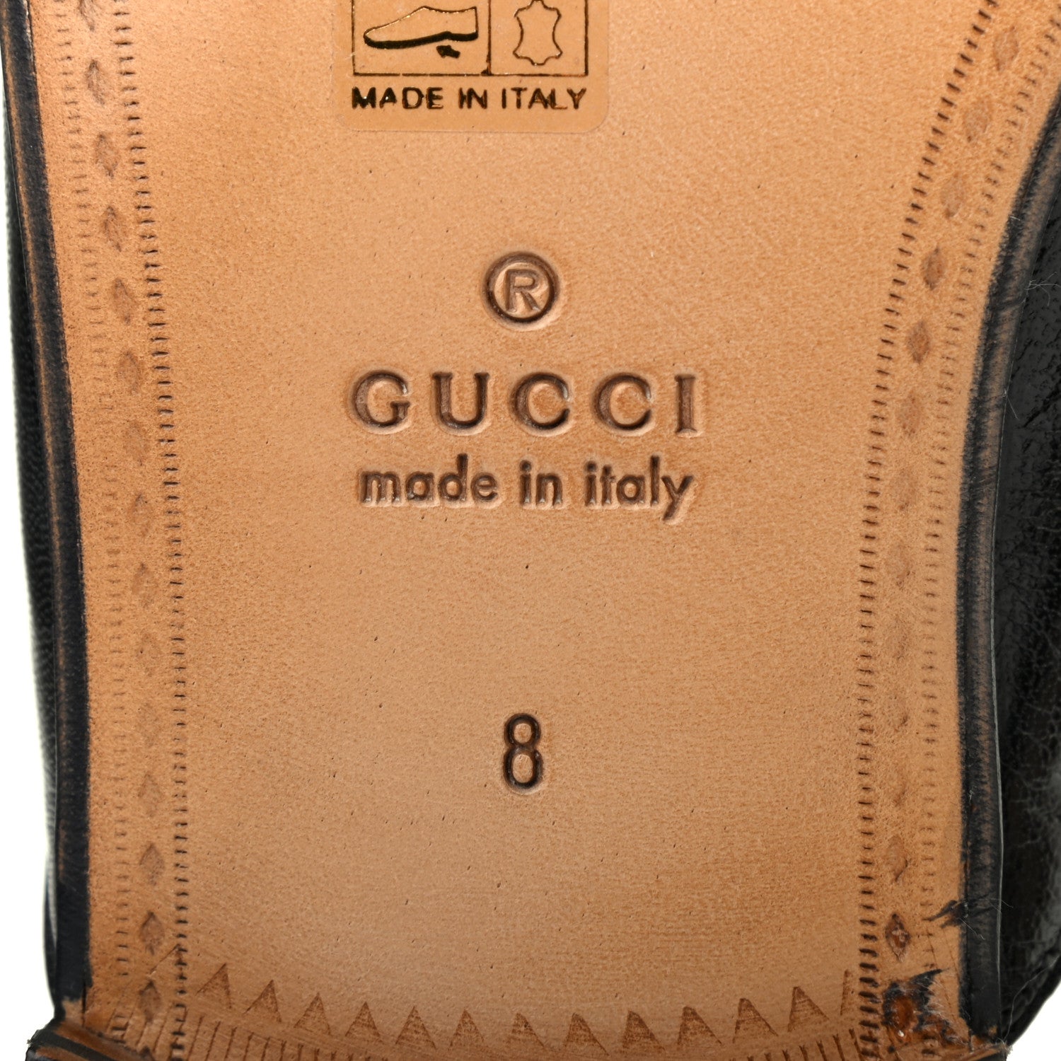 Gucci Goatskin Stripe Mens Horsebit Slingback Slippers 8 Black 7 of 8