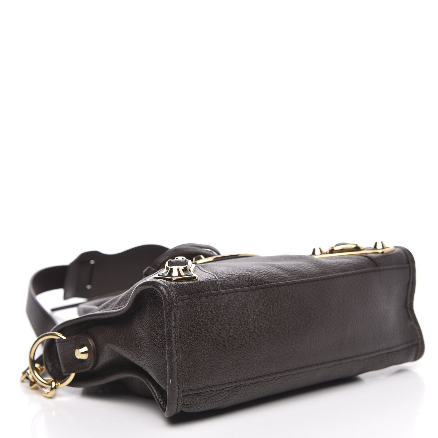 Chevre Gold Metallic Edge Hardware Mini City Marron Cacao