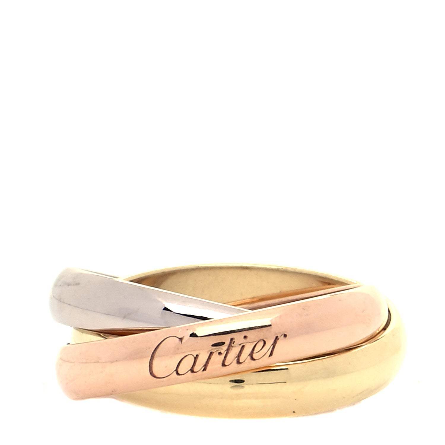 Cartier 18K Pink Yellow White Gold Trinity Ring 52 6 1 of 6