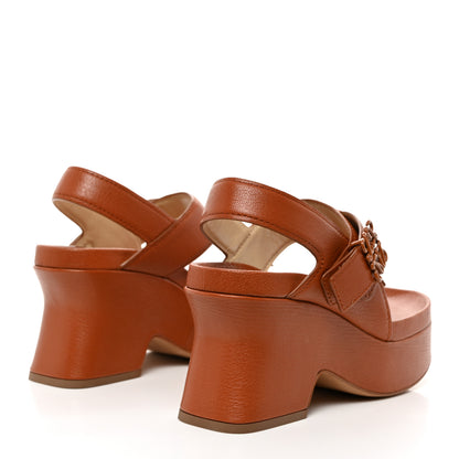 Loewe Calfskin Medallion Buckle Ease 90mm Flatform Sandal 36 Mahogany 4 of 9