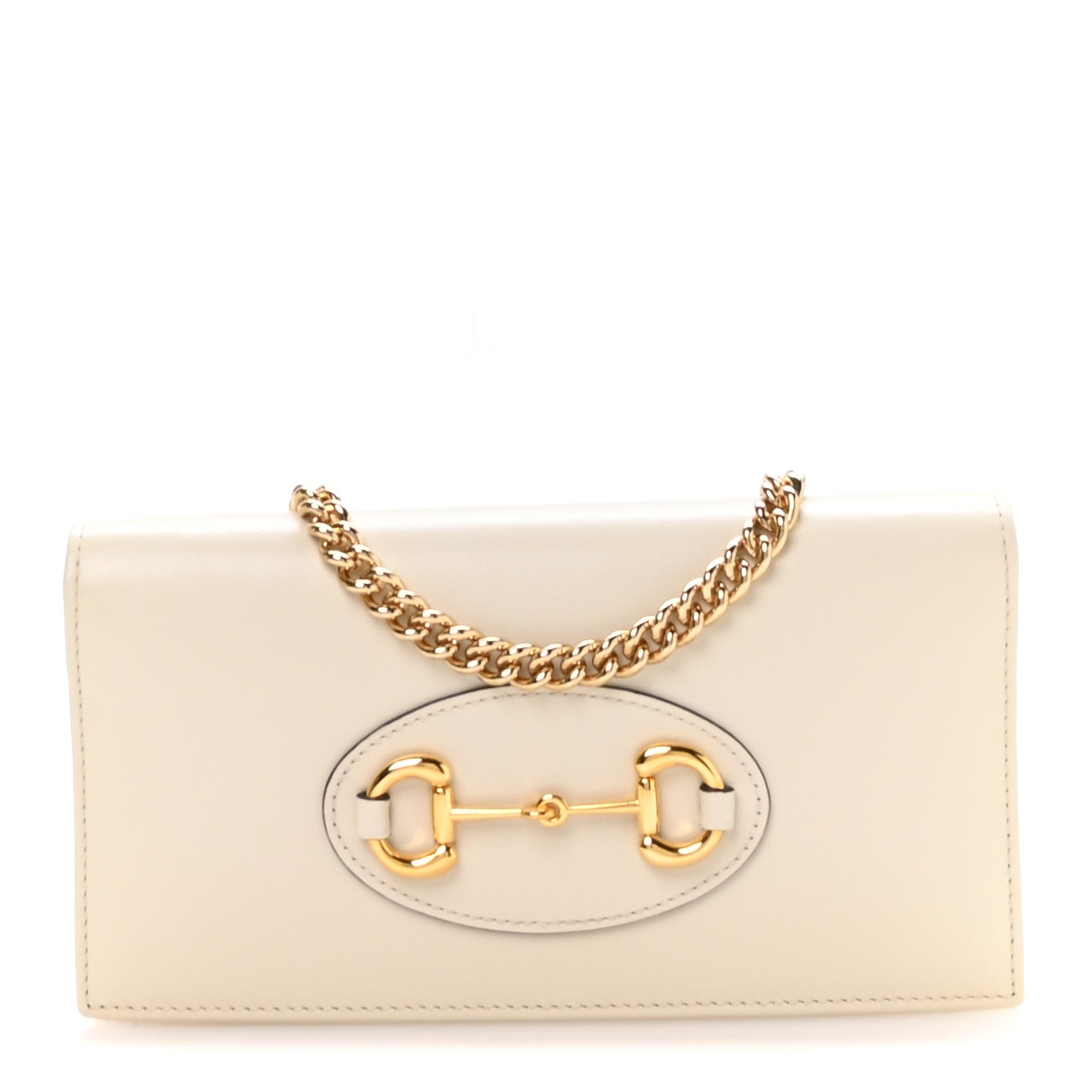 Gucci Boarded Plutone Calfskin Horsebit 1955 Wallet On Chain Mystic White 1 of 11