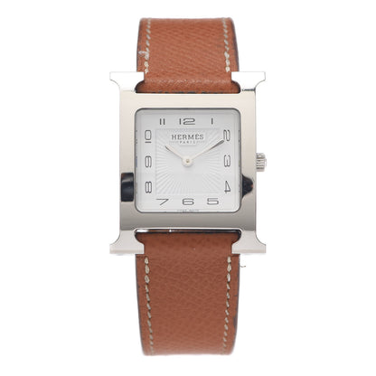 Hermes Stainless Steel Epsom 26mm Heure H Hour Quartz Watch Gold 1 of 8