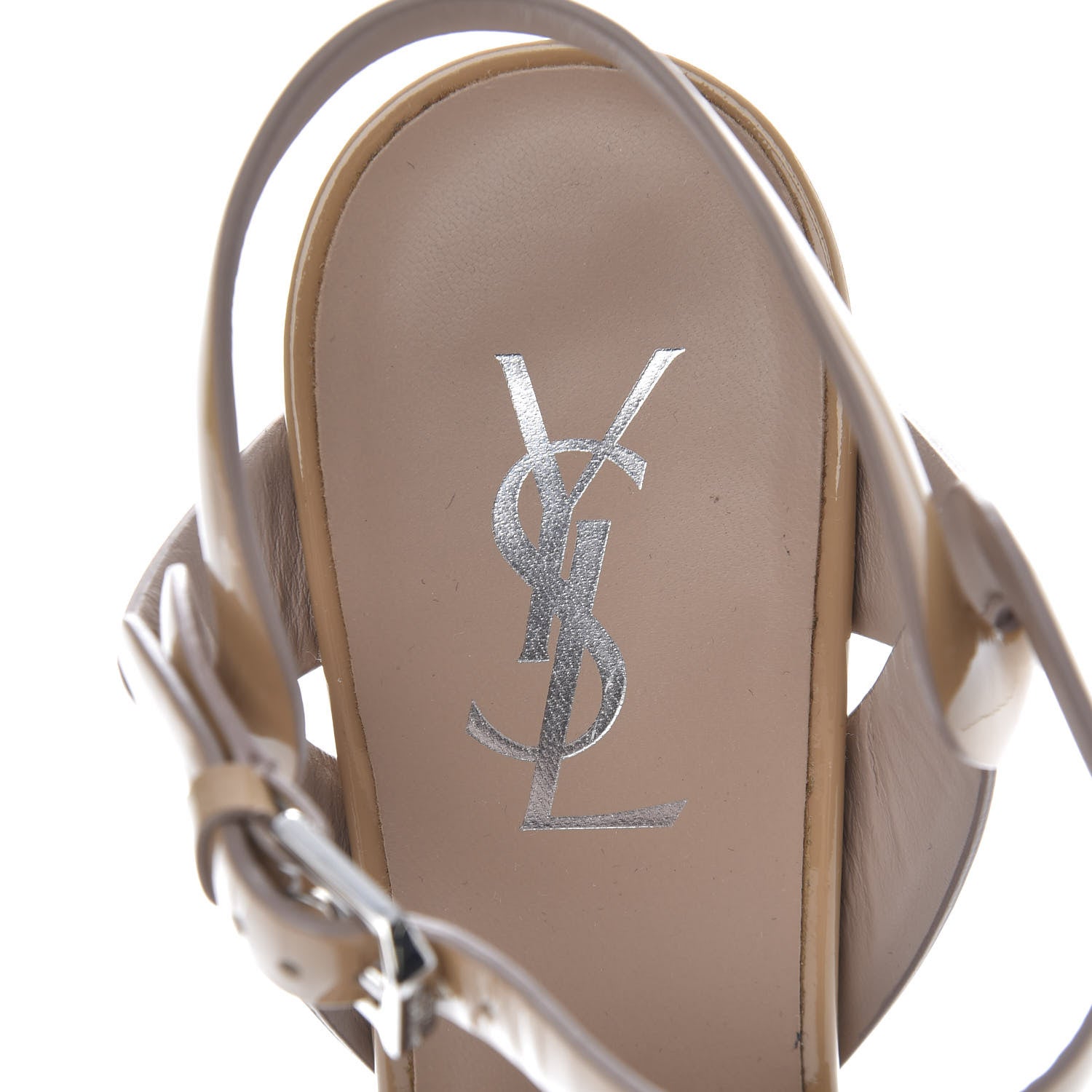 Saint Laurent Patent Tribute 105 Platform Sandals 38.5 Taupe 6 of 8