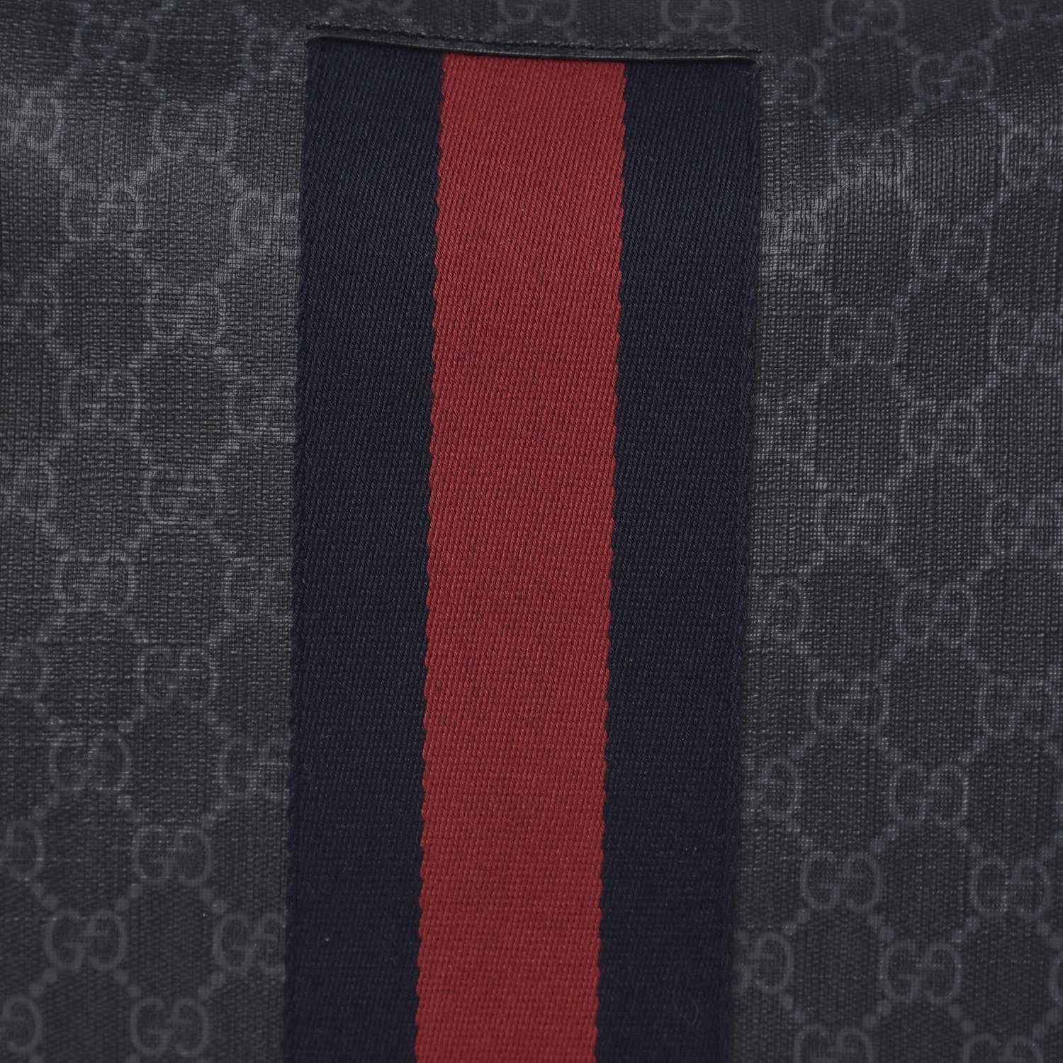 Gucci Soft GG Supreme Monogram Appia Calfskin Web East West Messenger Bag Black Grey 9 of 10