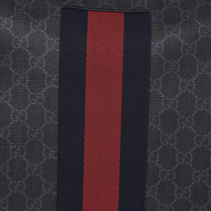 Gucci Soft GG Supreme Monogram Appia Calfskin Web East West Messenger Bag Black Grey 9 of 10
