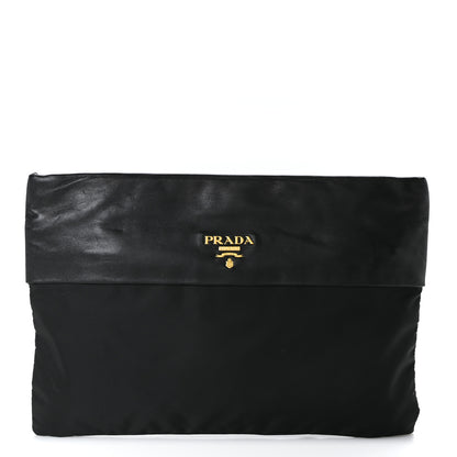 Prada Nylon Calfskin Zip Pouch Black 1 of 6