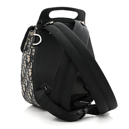 Christian Dior HOMME Oblique Calfskin Mens Mini Saddle Backpack Navy Blue 3 of 11
