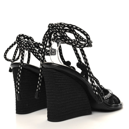 Louis Vuitton Fabric Maia Rope Wedge Sandal 40 Black 4 of 7