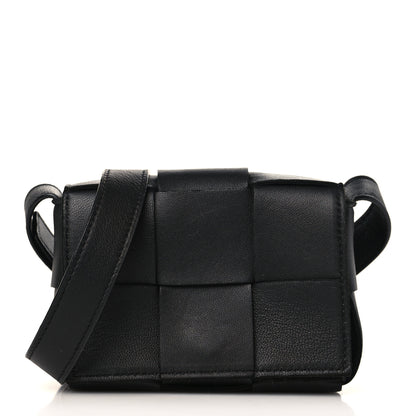 Bottega Veneta Lambskin Maxi Intrecciato Extra Mini Cassette Crossbody Bag Black 1 of 8