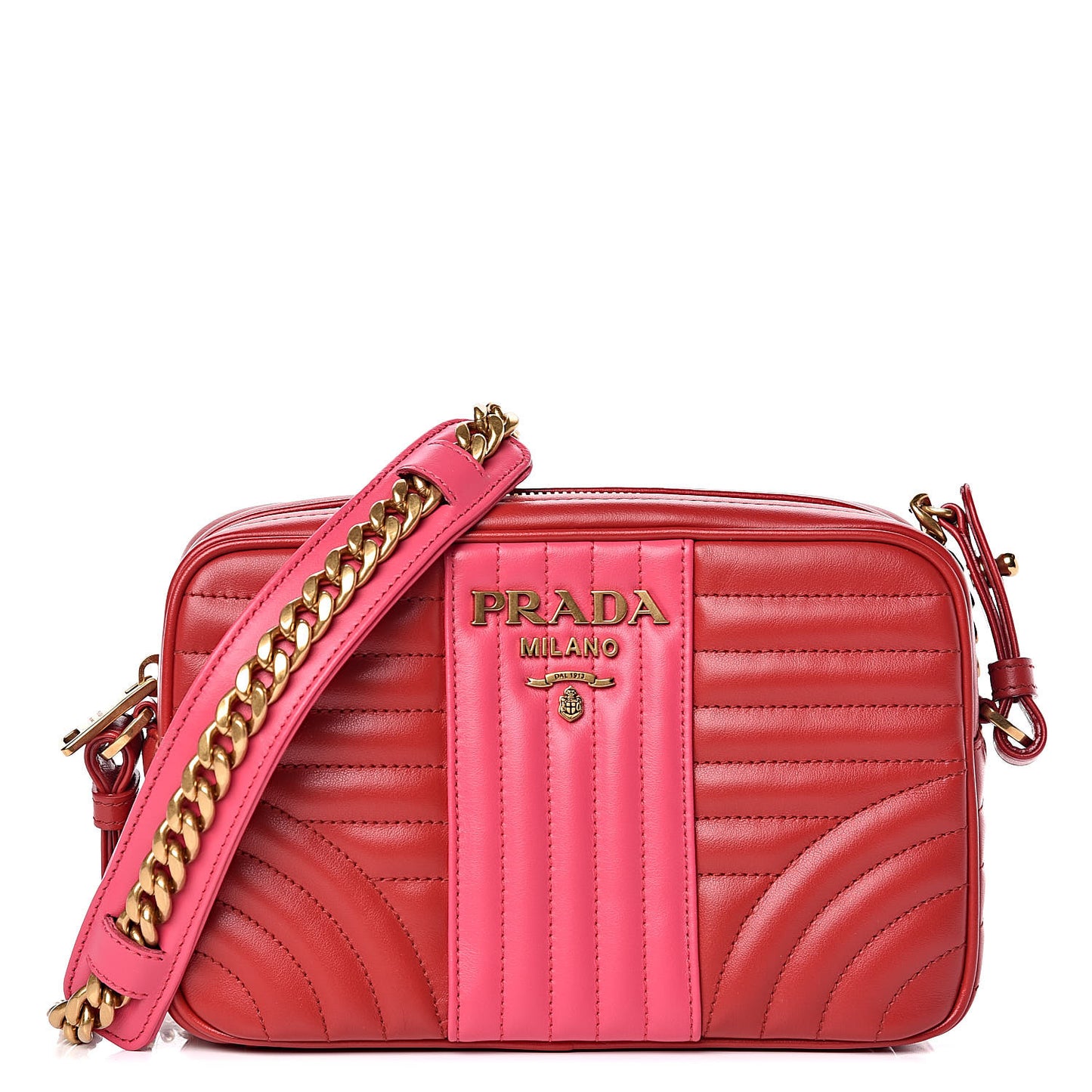 Soft Calfskin Diagramme Crossbody Bag Fuoco Magenta