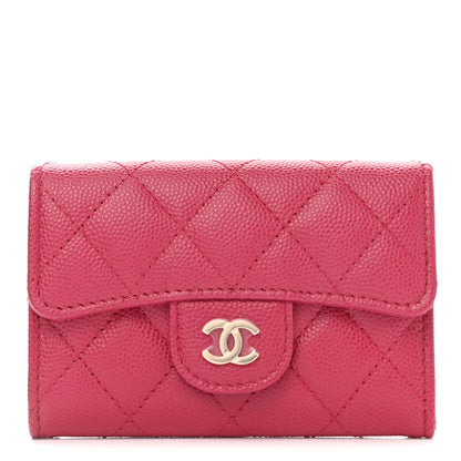 Chanel Caviar Quilted Flap Card Holder Wallet Dark Pink 1 of 9