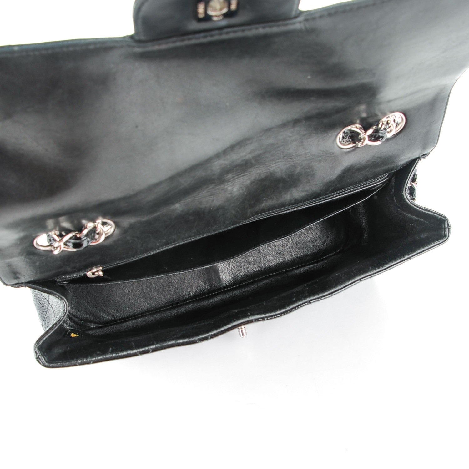 Chanel Distressed Patent Quilted Jumbo Single Flap Black 5 of 8