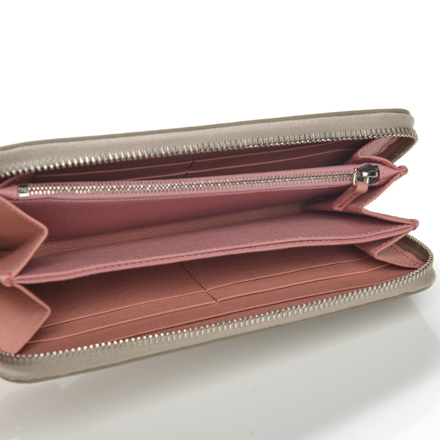 Fendi Vitello Elite Crystal Eye Monster Zip Around Wallet Grigio Polvere Ribes Multicolor 5 of 8