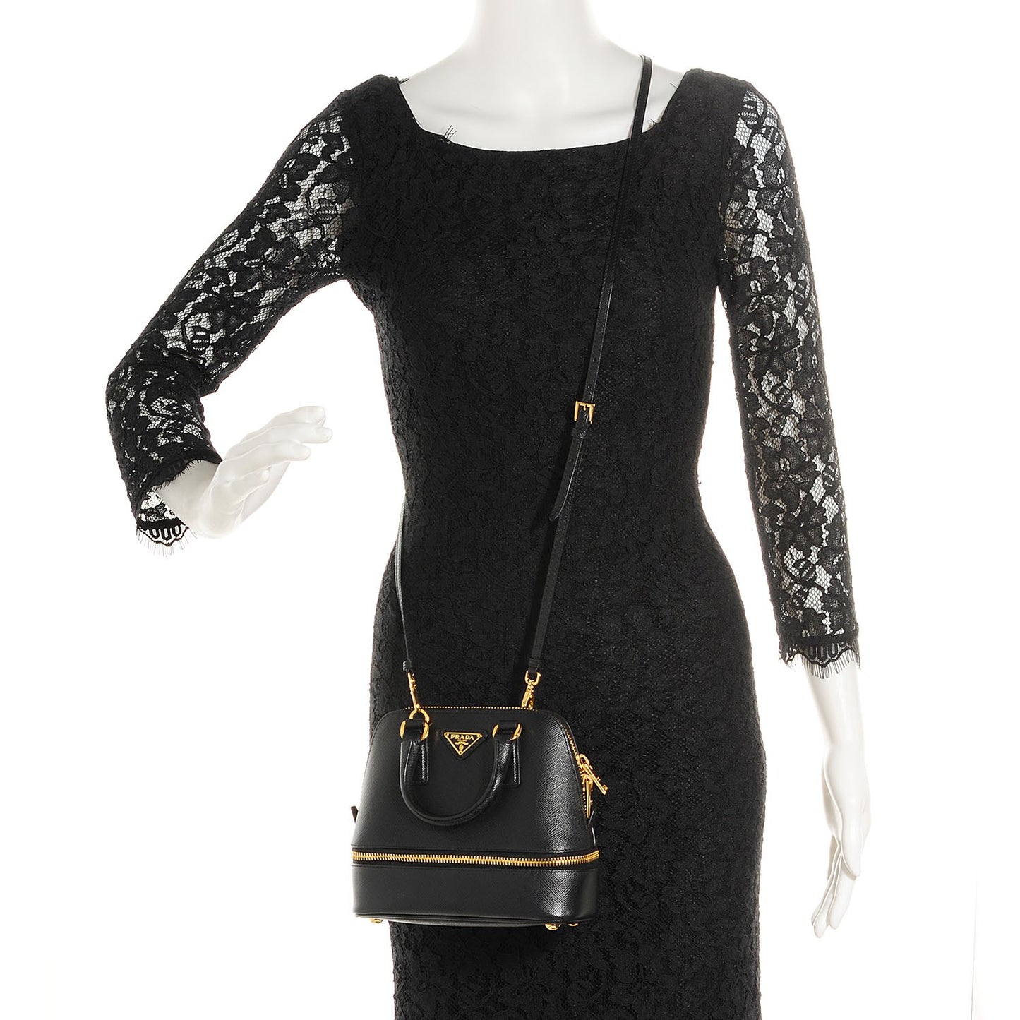 Saffiano Lux Mini Promenade Crossbody Black