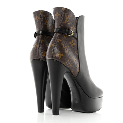 Louis Vuitton Calfskin Monogram Afterglow Platform Ankle Boots 38.5 Black 4 of 8