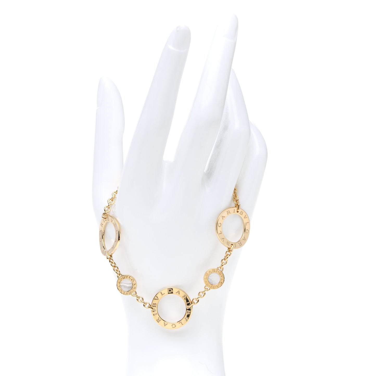 18K Yellow Gold Mother of Pearl Signature Chain Bracelet