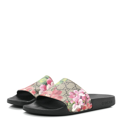 Gucci GG Supreme Monogram Blooms Slide Sandals 37 Beige Multicolor 3 of 9