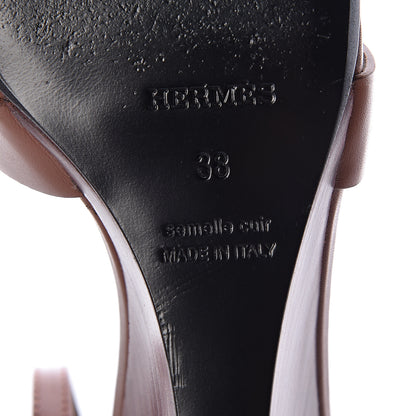 Hermes Calfskin Legend Wedge Sandals 38 Gold 7 of 9