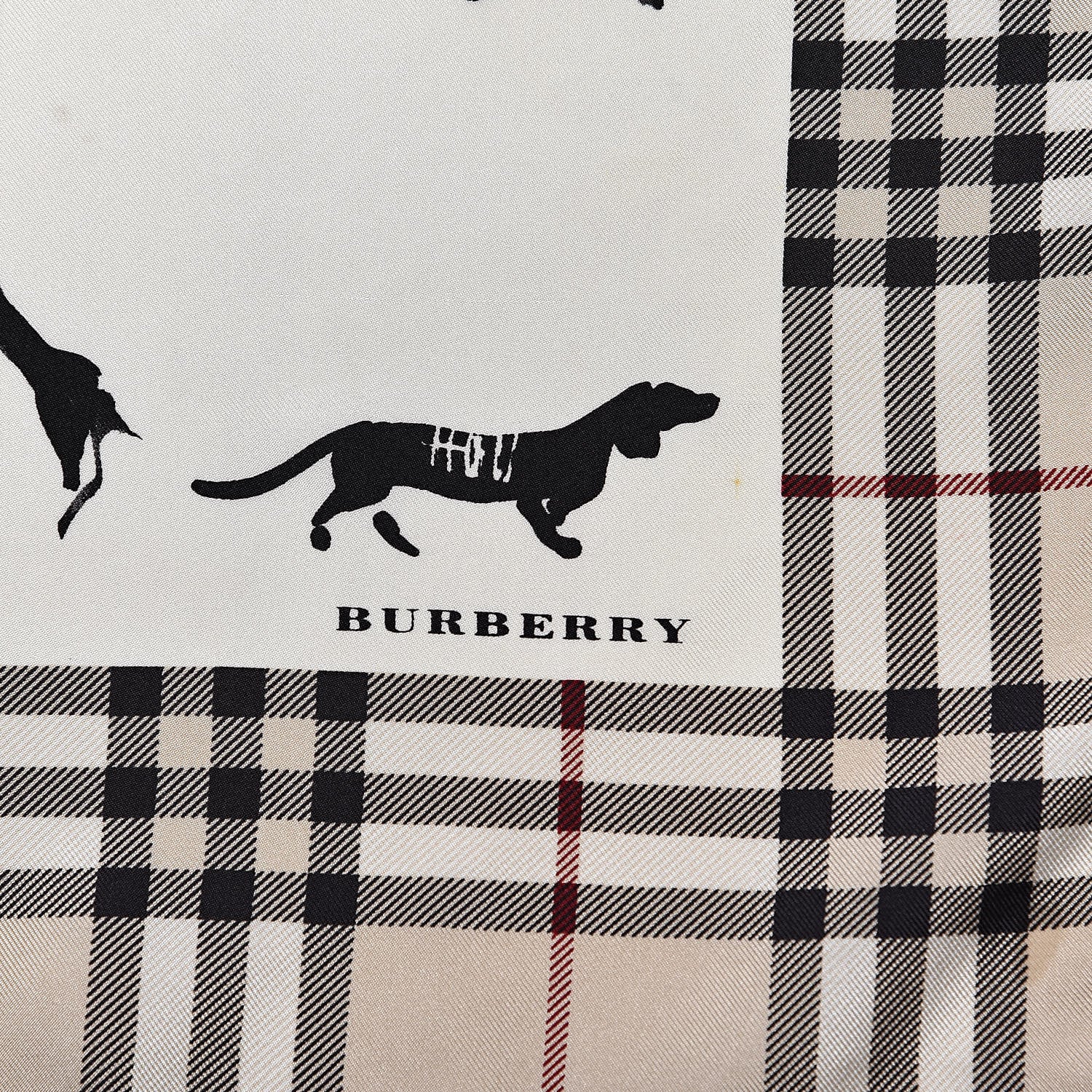 Burberry Silk Dog Print Nova Check Square Scarf Beige 3 of 5