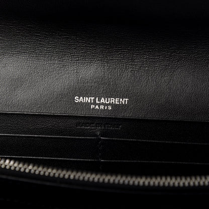 Saint Laurent Lambskin Y Quilted Monogram Large Loulou Flap Wallet Black 6 of 7