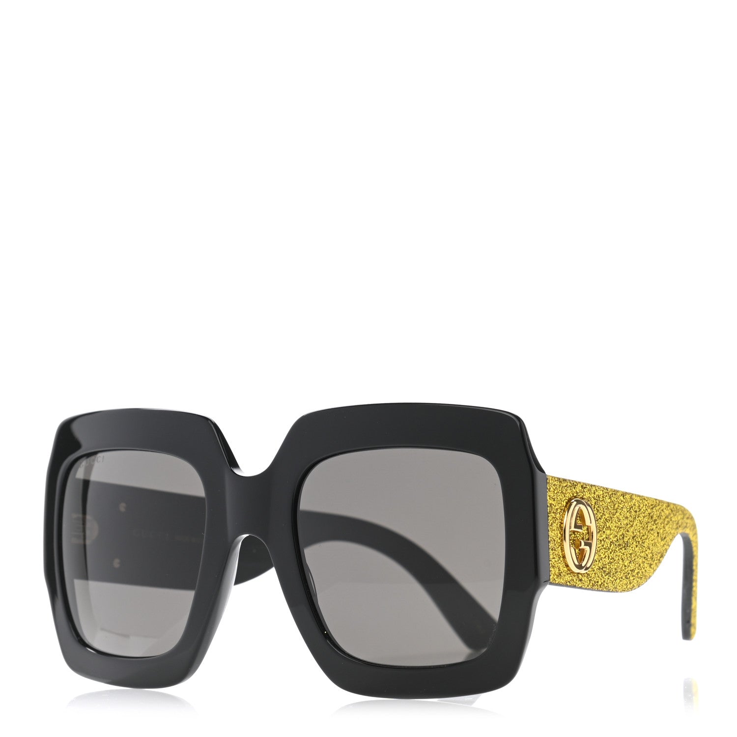 Gucci Square Frame GG0102S Sunglasses Glitter Gold 1 of 10