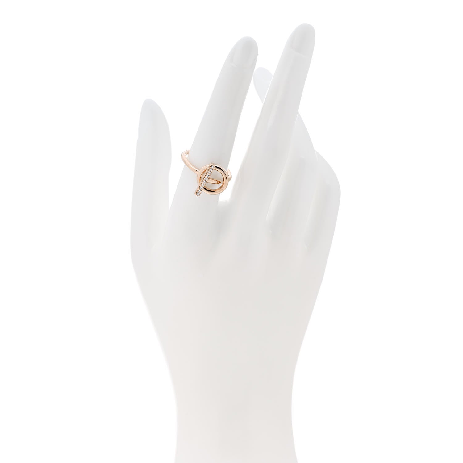 Hermes 18K Rose Gold Diamond PM Echappee Ring 54 7 2 of 6